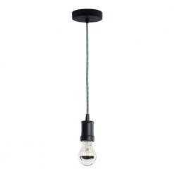 1-Light Black Contemporary Pendant Socket and Canopy with LED 5W A19 Filament Half Mirror Light Bulb by Bulbrite