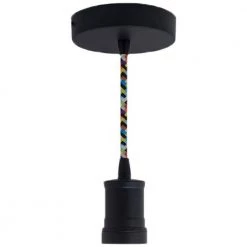 1-Light Black Contemporary Pendant Socket and Canopy with LED 4-Watt ST18 Curved Filament Nostalgic Light Bulb by Bulbrite -Deals Bulbrite Store black bulbrite chandeliers 810099 4f 1000