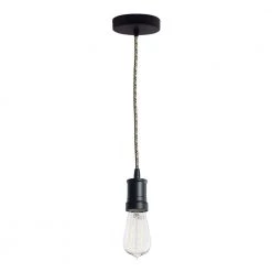 1-Light Black Contemporary Pendant Socket and Canopy with LED 4-Watt ST18 Curved Filament Nostalgic Light Bulb by Bulbrite