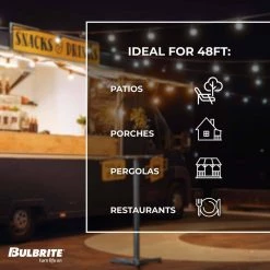 Outdoor/Indoor 48 ft. Plug-In S14 Bulb String Light with 15 Sockets-Bulbs included by Bulbrite -Deals Bulbrite Store black bulbrite string lights 810002 44 1000