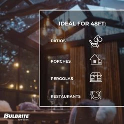 Outdoor/Indoor 48 ft. Plug-In A19 Bulb String Light with 15 Sockets-Bulbs included by Bulbrite -Deals Bulbrite Store black bulbrite string lights 810004 44 1000