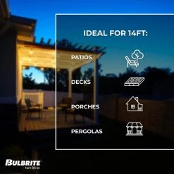 Outdoor/Indoor 14 ft. Plug-In G16 Bulb String Light with 10 Sockets-Bulbs included by Bulbrite -Deals Bulbrite Store black bulbrite string lights 810054 44 1000