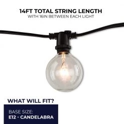 Outdoor/Indoor 14 ft. Plug-In G16 Bulb String Light with 10 Sockets-Bulbs included by Bulbrite -Deals Bulbrite Store black bulbrite string lights 810054 76 1000