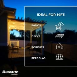 Outdoor/Indoor 14 ft. Plug-In Globe Bulb G16 Shatter Resistant LED Black String Light With 10 Sockets-Bulbs Included by Bulbrite -Deals Bulbrite Store black bulbrite string lights 812123 1f 1000