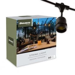 Outdoor/Indoor 30 ft. Plug-in Black String Light with E26 Base 12 Sockets-Bulbs Not Included by Bulbrite -Deals Bulbrite Store black bulbrite string lights 812300 c3 1000