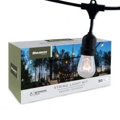 Outdoor/Indoor 30 ft. Plug-In Edison Bulb S14 Incandescent Vintage Style Black String Light 12 Sockets- Bulbs Included by Bulbrite -Deals Bulbrite Store black bulbrite string lights 812312 c3 1000