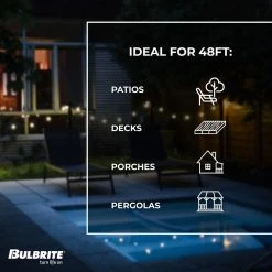 Outdoor/Indoor 48 ft. Plug-in Edison Bulb S14 Vintage Style LED Black String Light with 15 sockets-Bulbs included by Bulbrite 17 Outdoor/Indoor 48 ft. Plug-in Edison Bulb S14 Vintage Style LED Black String Light with 15 sockets-Bulbs included by Bulbrite -Deals Bulbrite Store black bulbrite string lights 812482 44 1000