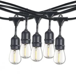 Outdoor/Indoor 48 ft. Plug-in Edison Bulb S14 Shatter Resistant LED Black String Light with 15 sockets-Bulbs included by Bulbrite