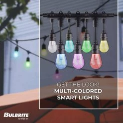 Outdoor/Indoor 36 ft. Plug-in Edison Bulb S14 Shatter Resistant LED Smart Black String Light 18 Sockets-Bulbs Included by Bulbrite 13 Outdoor/Indoor 36 ft. Plug-in Edison Bulb S14 Shatter Resistant LED Smart Black String Light 18 Sockets-Bulbs Included by Bulbrite -Deals Bulbrite Store black bulbrite string lights 814361 4f 1000