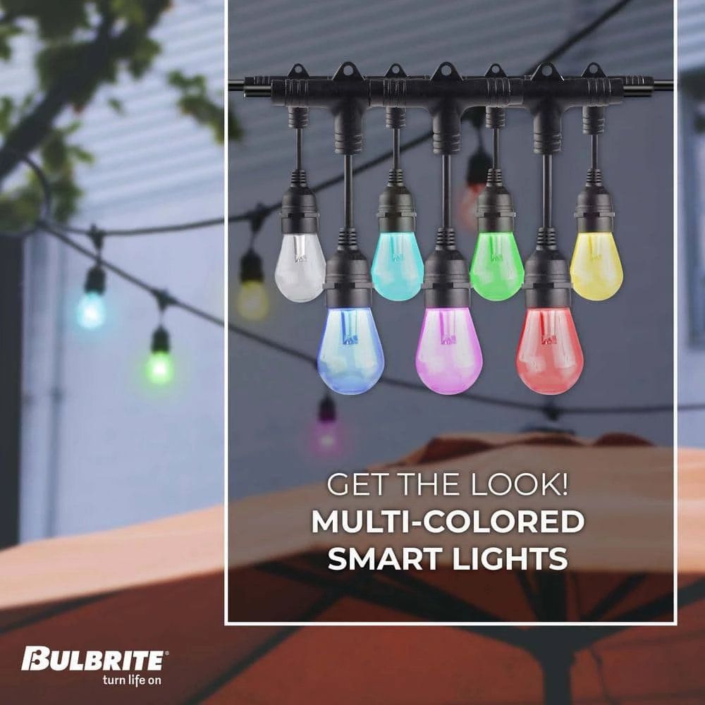 Outdoor/Indoor 36 ft. Plug-in Edison Bulb S14 Shatter Resistant LED Smart Black String Light 18 Sockets-Bulbs Included by Bulbrite 6 Outdoor/Indoor 36 ft. Plug-in Edison Bulb S14 Shatter Resistant LED Smart Black String Light 18 Sockets-Bulbs Included by Bulbrite - Image 4