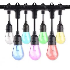 Outdoor/Indoor 36 ft. Plug-in Edison Bulb S14 Shatter Resistant LED Smart Black String Light 18 Sockets-Bulbs Included by Bulbrite