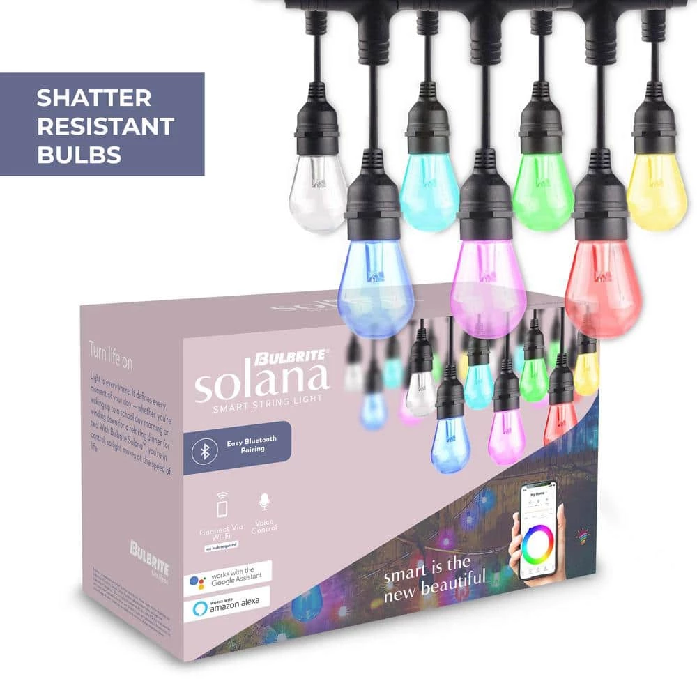 Outdoor/Indoor 36 ft. Plug-in Edison Bulb S14 Shatter Resistant LED Smart Black String Light 18 Sockets-Bulbs Included by Bulbrite 5 Outdoor/Indoor 36 ft. Plug-in Edison Bulb S14 Shatter Resistant LED Smart Black String Light 18 Sockets-Bulbs Included by Bulbrite - Image 3