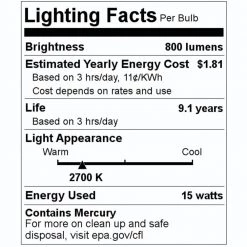 60-Watt Equivalent Warm White Light A19 Non-Dimmable UL Energy Wiser CFL Lightbulb (4-Pack) by Bulbrite -Deals Bulbrite Store bulbrite cfl bulbs 860422 4f 1000