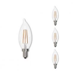 60-Watt CA10 Clear Dimmable Edison Style Filament LED Light Bulb with (E12) Candelabra Screw Base, 2700K(4-Pack) by Bulbrite