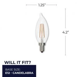 60-Watt CA10 Clear Dimmable Edison Style Filament LED Light Bulb with (E12) Candelabra Screw Base, 2700K(4-Pack) by Bulbrite -Deals Bulbrite Store bulbrite edison bulbs 861586 76 1000