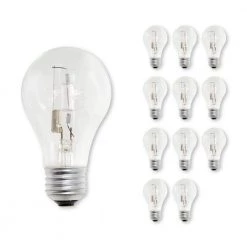 60-Watt Equivalent A19 with Medium Screw Base E26 in Clear Finish Dimmable Soft White 2700K Halogen Light Bulb (12-Pack) by Bulbrite