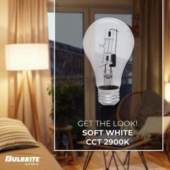 100-Watt Equivalent A19 w/ Medium Screw Base E26 in Clear Finish Dimmable Soft White 2700K Halogen Light Bulb (12-Pack) by Bulbrite -Deals Bulbrite Store bulbrite halogen bulbs 860622 4f 1000