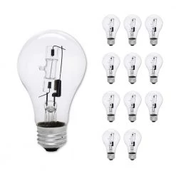 100-Watt Equivalent A19 w/ Medium Screw Base E26 in Clear Finish Dimmable Soft White 2700K Halogen Light Bulb (12-Pack) by Bulbrite