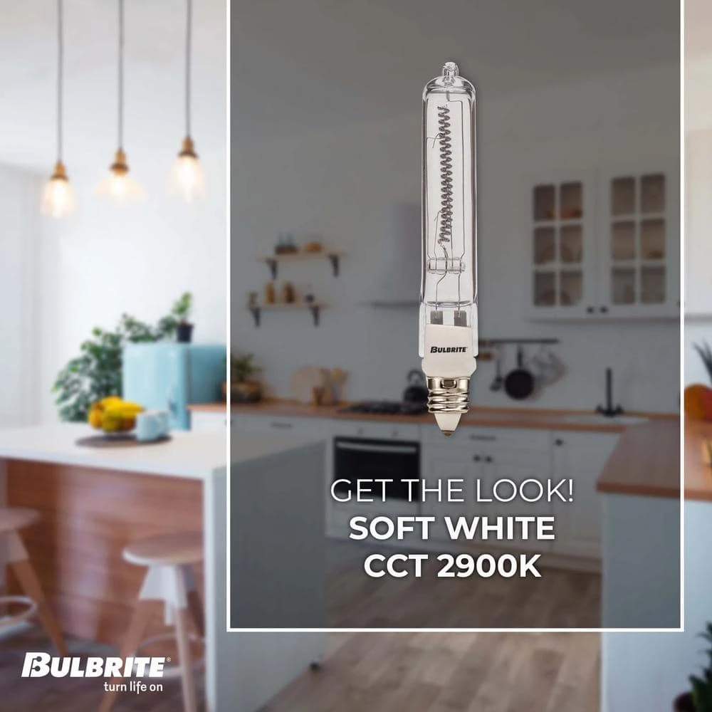 Mini 500-Watt Equivalent T4 with Mini-Candelabra Base E11 in Clear Finish Dimmable 2900K Halogen Light Bulb(5-Pack) by Bulbrite 5 Mini 500-Watt Equivalent T4 with Mini-Candelabra Base E11 in Clear Finish Dimmable 2900K Halogen Light Bulb(5-Pack) by Bulbrite - Image 3