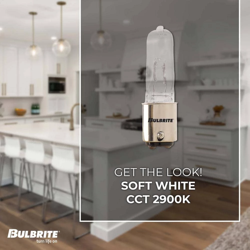 Mini 100-Watt Equivalent T4 Double-Contact Bayonet Base BA15D Clear Finish Dimmable 2900K Halogen Light Bulb (5-Pack) by Bulbrite 5 Mini 100-Watt Equivalent T4 Double-Contact Bayonet Base BA15D Clear Finish Dimmable 2900K Halogen Light Bulb (5-Pack) by Bulbrite - Image 3