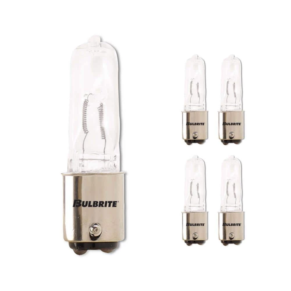 Mini 100-Watt Equivalent T4 Double-Contact Bayonet Base BA15D Clear Finish Dimmable 2900K Halogen Light Bulb (5-Pack) by Bulbrite 3 Mini 100-Watt Equivalent T4 Double-Contact Bayonet Base BA15D Clear Finish Dimmable 2900K Halogen Light Bulb (5-Pack) by Bulbrite