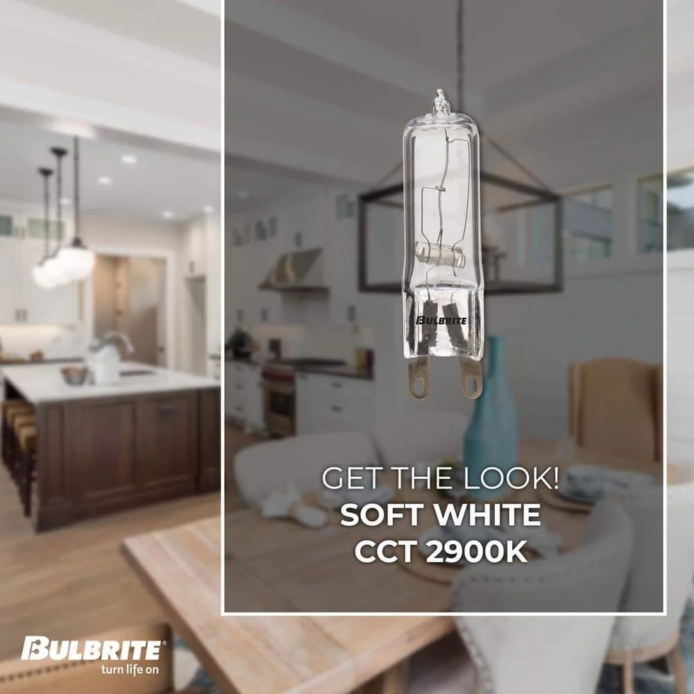 Mini 40-Watt Equivalent T4 with Bi-Pin Base G9 in Clear Finish Dimmable 2900K Halogen Light Bulb (5-Pack) by Bulbrite 4 Mini 40-Watt Equivalent T4 with Bi-Pin Base G9 in Clear Finish Dimmable 2900K Halogen Light Bulb (5-Pack) by Bulbrite - Image 2