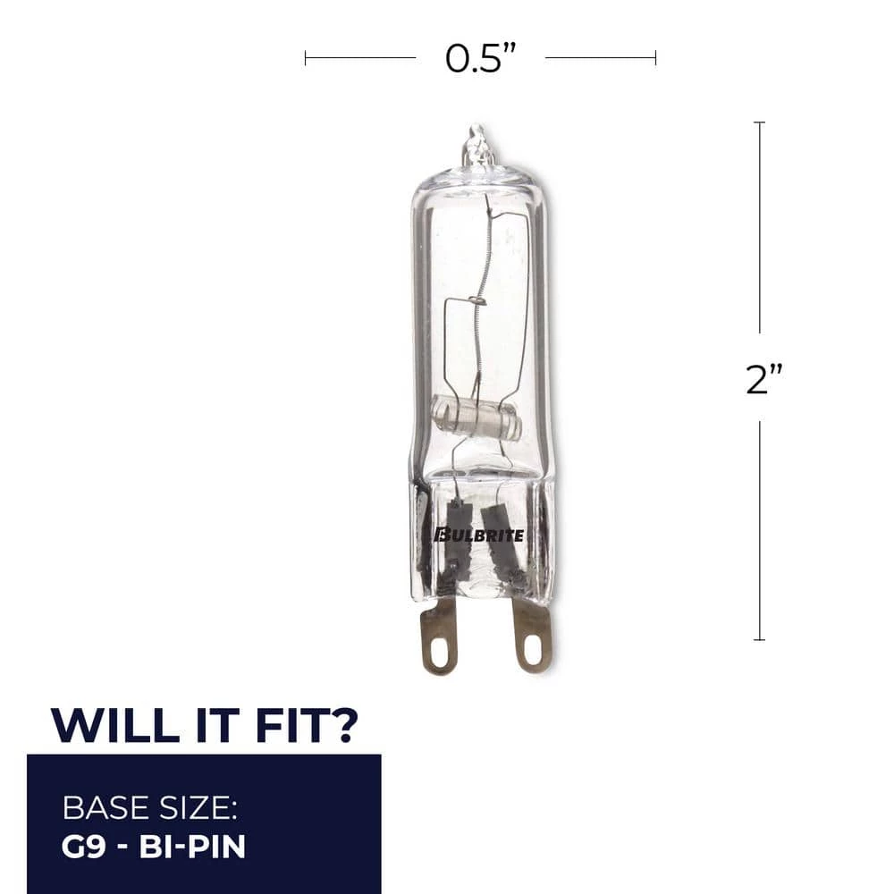 Mini 40-Watt Equivalent T4 with Bi-Pin Base G9 in Clear Finish Dimmable 2900K Halogen Light Bulb (5-Pack) by Bulbrite 8 Mini 40-Watt Equivalent T4 with Bi-Pin Base G9 in Clear Finish Dimmable 2900K Halogen Light Bulb (5-Pack) by Bulbrite - Image 6