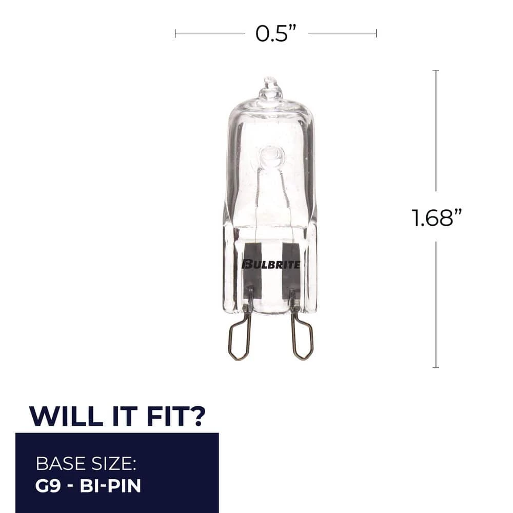 Mini 75-Watt Equivalent T4 with Bi-Pin Base G9 in Clear Finish Dimmable 2900K Halogen Light Bulb (5-Pack) by Bulbrite 8 Mini 75-Watt Equivalent T4 with Bi-Pin Base G9 in Clear Finish Dimmable 2900K Halogen Light Bulb (5-Pack) by Bulbrite - Image 6