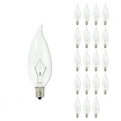 Krystal Touch 25-Watt CA10 Krypton Light Bulb with Candelabra Screw (E12) Base, Clear, 2700K, (20-Pack) by Bulbrite