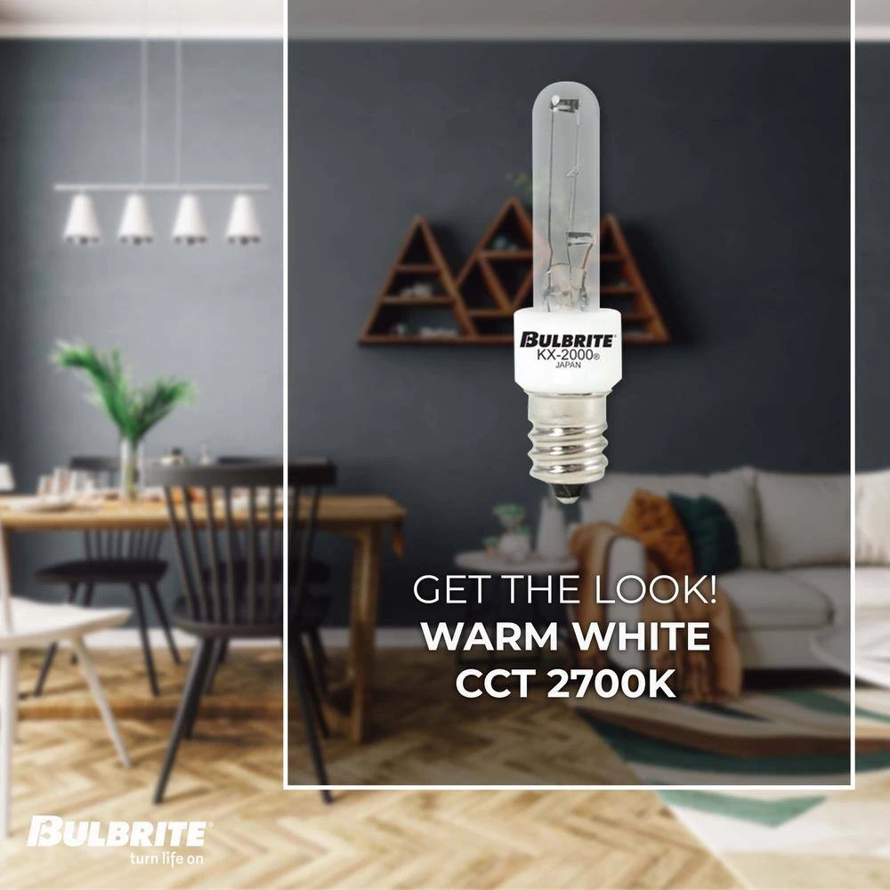 KX-2000 60-Watt T3 Krypton/Xenon Light Bulb with Candelabra Screw (E12) Base, Clear, 2700K (2-Pack) by Bulbrite 4 KX-2000 60-Watt T3 Krypton/Xenon Light Bulb with Candelabra Screw (E12) Base, Clear, 2700K (2-Pack) by Bulbrite - Image 2