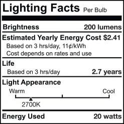 KX-2000 20-Watt T3 Krypton/Xenon Light Bulb with Candelabra Screw (E12) Base, Frost, 2700K (2-Pack) by Bulbrite -Deals Bulbrite Store bulbrite halogen bulbs 861345 44 1000