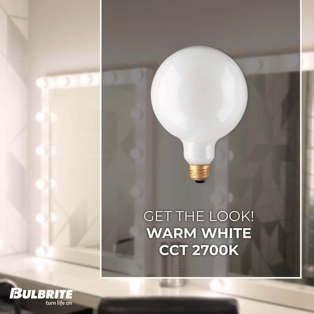 60-Watt G40 White Dimmable Warm White Light Incandescent Light Bulb (12-Pack) by Bulbrite 5 60-Watt G40 White Dimmable Warm White Light Incandescent Light Bulb (12-Pack) by Bulbrite - Image 3