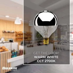 40-Watt G16.5 Half Chrome Dimmable (E12) Candelabra Screw Base Warm White Light Incandescent Light Bulb, 2700K (25-Pack) by Bulbrite -Deals Bulbrite Store bulbrite incandescent light bulbs 861159 4f 1000