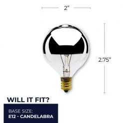 40-Watt G16.5 Half Chrome Dimmable (E12) Candelabra Screw Base Warm White Light Incandescent Light Bulb, 2700K (25-Pack) by Bulbrite -Deals Bulbrite Store bulbrite incandescent light bulbs 861159 76 1000