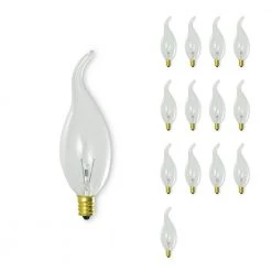 25-Watt CA11 Clear Dimmable (E12) Candelabra Screw Base Warm White Light Incandescent Light Bulb,2700K (14-Pack) by Bulbrite