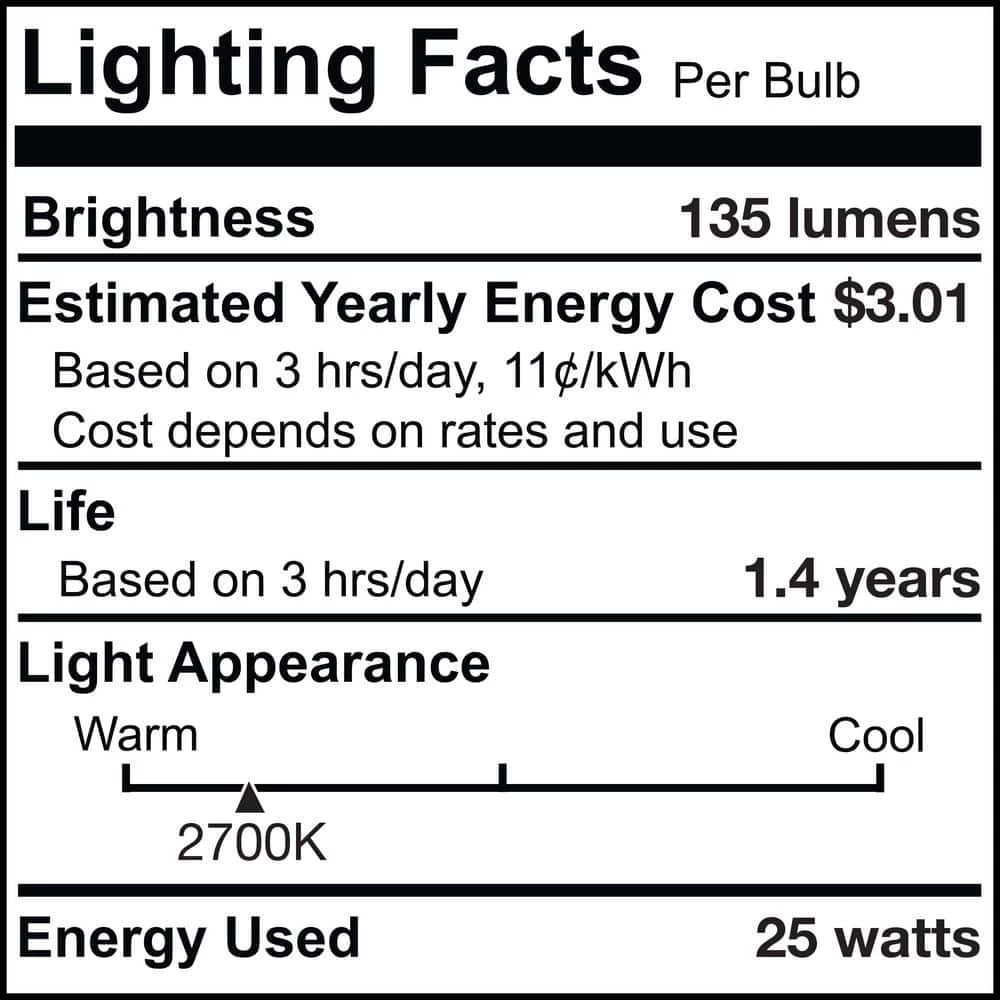 25-Watt G16.5 Half Chrome Dimmable (E12) Candelabra Screw Base Warm White Light Incandescent Light Bulb, 2700K (25-Pack) by Bulbrite 9 25-Watt G16.5 Half Chrome Dimmable (E12) Candelabra Screw Base Warm White Light Incandescent Light Bulb, 2700K (25-Pack) by Bulbrite - Image 7