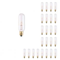 25-Watt T6 Clear Dimmable (E12) Candelabra Screw Base Warm White Light Incandescent Light Bulb, 2700K (25-Pack) by Bulbrite