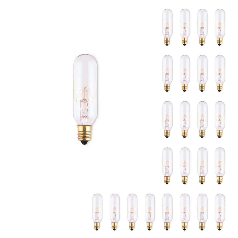 25-Watt T6 Clear Dimmable (E12) Candelabra Screw Base Warm White Light Incandescent Light Bulb, 2700K (25-Pack) by Bulbrite 3 25-Watt T6 Clear Dimmable (E12) Candelabra Screw Base Warm White Light Incandescent Light Bulb, 2700K (25-Pack) by Bulbrite