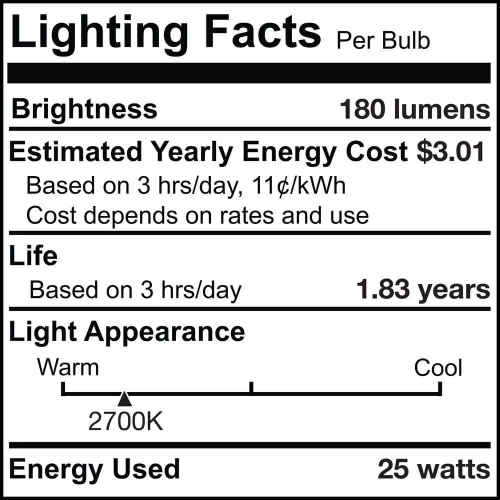 25-Watt T6 Clear Dimmable (E12) Candelabra Screw Base Warm White Light Incandescent Light Bulb, 2700K (25-Pack) by Bulbrite 8 25-Watt T6 Clear Dimmable (E12) Candelabra Screw Base Warm White Light Incandescent Light Bulb, 2700K (25-Pack) by Bulbrite - Image 6