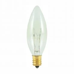 40-Watt Equivalent B8 Clear Dimmable (E12) Candelabra Screw Base Incandescent Light Bulb, 2700K (50-Pack) by Bulbrite