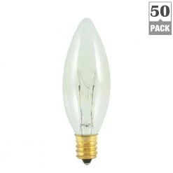 40-Watt Equivalent B8 Clear Dimmable (E12) Candelabra Screw Base Incandescent Light Bulb, 2700K (50-Pack) by Bulbrite -Deals Bulbrite Store bulbrite incandescent light bulbs 861251 a0 1000