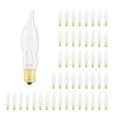 7.5-Watt CA5 Clear Dimmable (E12) Candelabra Screw Base Warm White Light Incandescent Light Bulb, 2700K (50-Pack) by Bulbrite