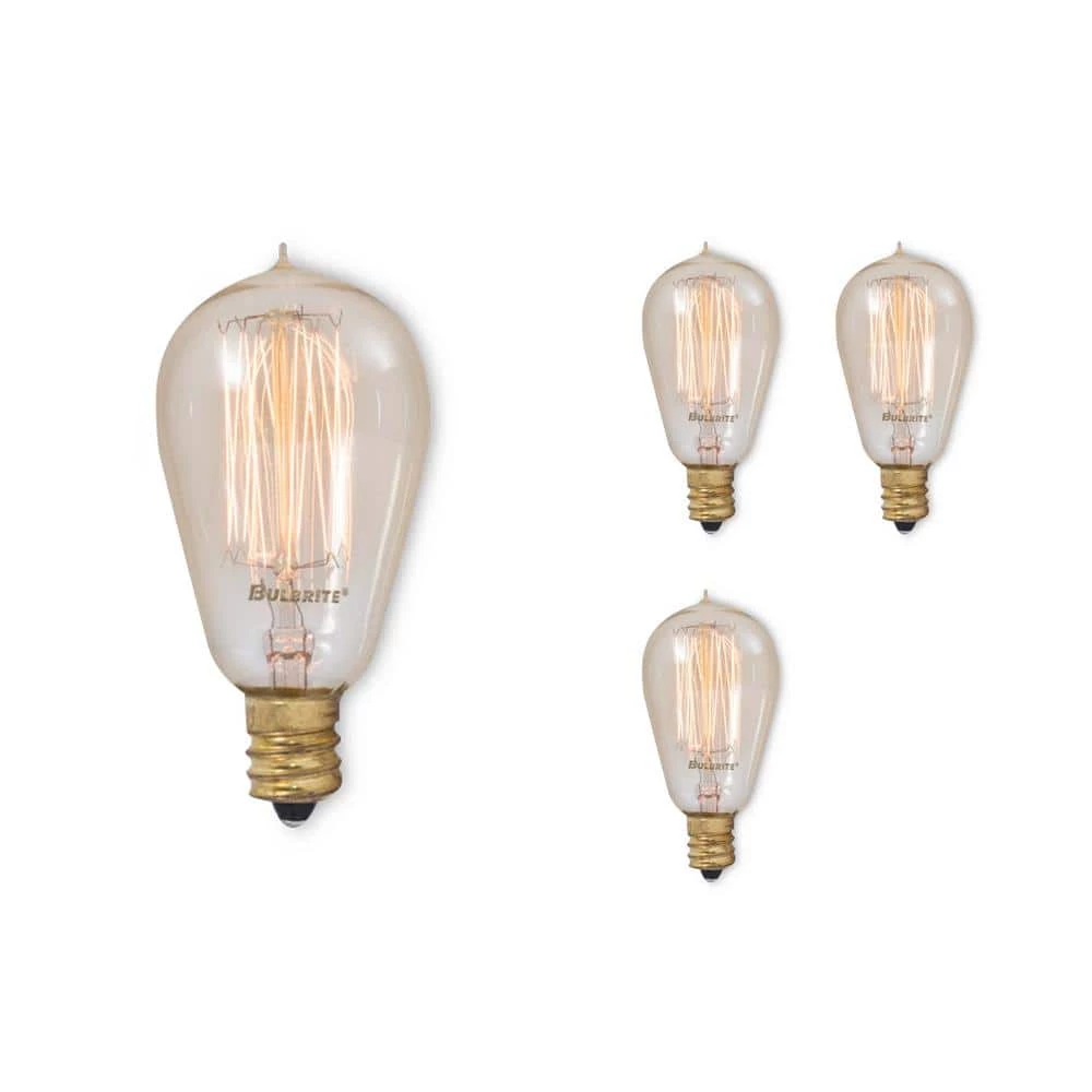 25-Watt ST15 Dimmable Candelabra Base (E12) Incandescent Light Bulb Antique Nostalgic Thread 2200K (4-Pack) by Bulbrite 3 25-Watt ST15 Dimmable Candelabra Base (E12) Incandescent Light Bulb Antique Nostalgic Thread 2200K (4-Pack) by Bulbrite