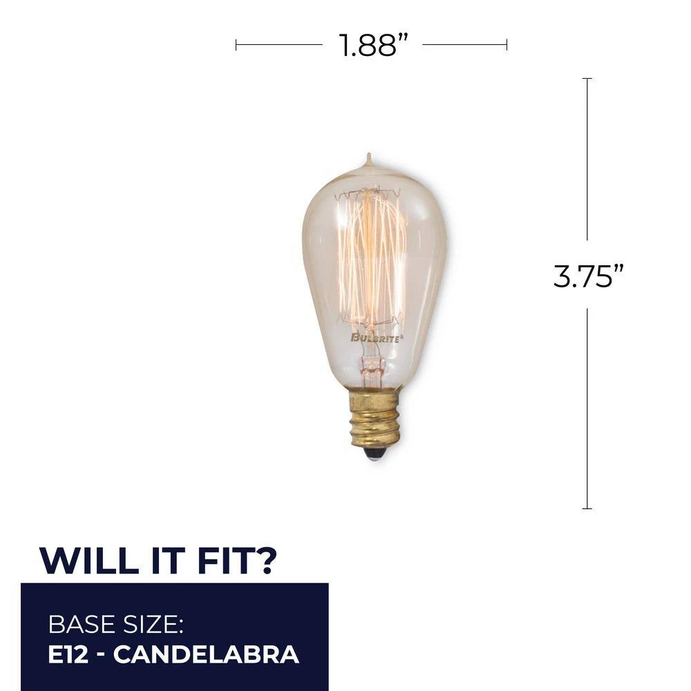 25-Watt ST15 Dimmable Candelabra Base (E12) Incandescent Light Bulb Antique Nostalgic Thread 2200K (4-Pack) by Bulbrite 9 25-Watt ST15 Dimmable Candelabra Base (E12) Incandescent Light Bulb Antique Nostalgic Thread 2200K (4-Pack) by Bulbrite - Image 7