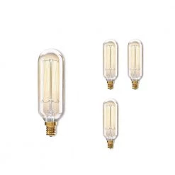 40-Watt T8 Dimmable Candelabra Base (E12) Incandescent Light Bulb Antique Nostalgic Thread 2200K (4-Pack) by Bulbrite