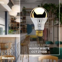 60-Watt A19 Incandescent Light Bulb Medium Base (E26) Half Gold 2700K (6-Pack) by Bulbrite -Deals Bulbrite Store bulbrite incandescent light bulbs 862027 4f 1000