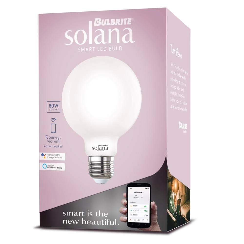 60 Watt equivalent G25 with Medium Screw Base E26 in Milky Finish Dimmable 2200-6500K Solana WIFI LED Light Bulb 1-Pack by Bulbrite 4 60 Watt equivalent G25 with Medium Screw Base E26 in Milky Finish Dimmable 2200-6500K Solana WIFI LED Light Bulb 1-Pack by Bulbrite - Image 2