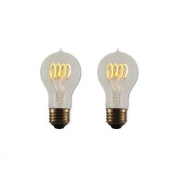 40W Equivalent Amber Light A19 Dimmable LED Curved Filament Nostalgic Light Bulb (2-Pack) by Bulbrite