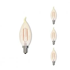 25W Dimmable CA10 (E12) Candelabra Screw Base Amber Light LED Filament Light Bulb, Antique thread, 2100K (4-Pack) by Bulbrite