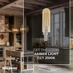 25W Amber Light T6 Dimmable (E12) Candelabra Screw Base LED Filament Light Bulb Antigue thread, 2100K(4-Pack) by Bulbrite -Deals Bulbrite Store bulbrite led light bulbs 861408 4f 1000